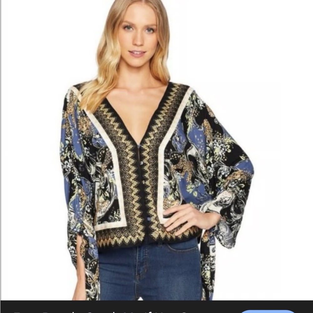 Free People Multicolor Catch Me If You Can Boho Blouse
